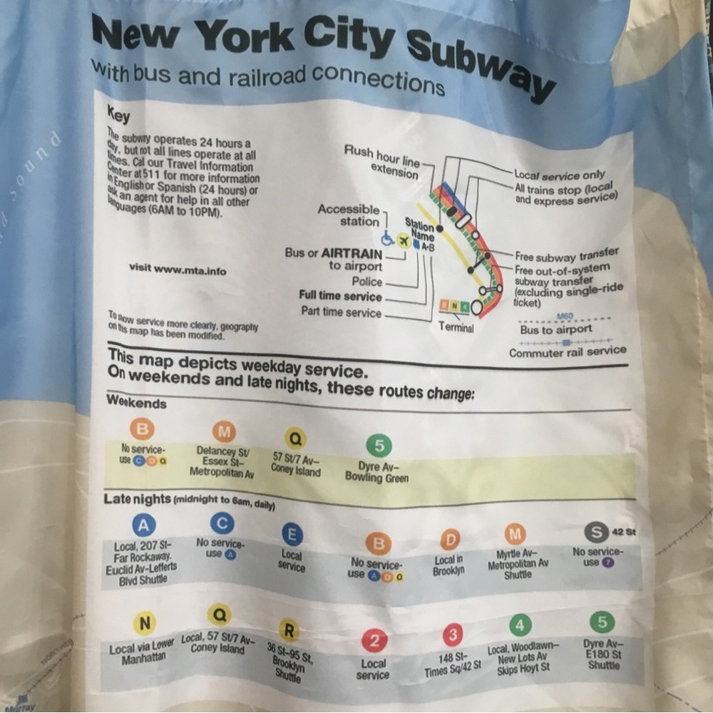 New York Subway Map Shower Curtain Blue White Waterproof Polyester 68” L x 70” W
